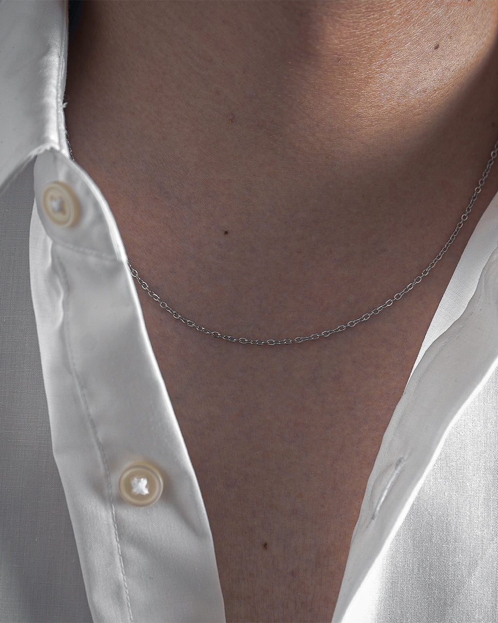 316L SILVER CHAIN NECKLACE (1.2MM)
